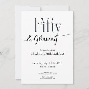 Minimalist Black and White 50th Birthday Invite Kaart