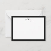 Minimalist Black and White Border Modern Monogram Notitiekaartje (Voorkant)
