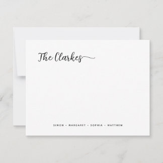 Minimalist Black and White Family Stationery  Notitiekaartje