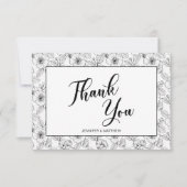 Minimalist Black and White Floral  Bedankkaart (Voorkant)