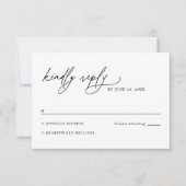 Minimalist Black and White Gold Wedding RSVP Card (Devant)