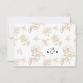 Minimalist Black and White Gold Wedding RSVP Card (Dos)