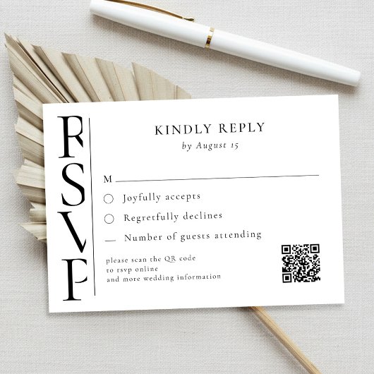 Minimalist Black and White Modern Wedding RSVP