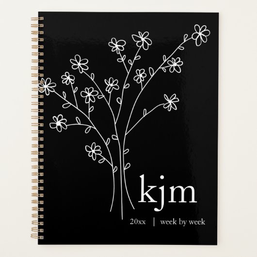 Minimalist Black and White Monogram Recipe Planner (Voorkant)