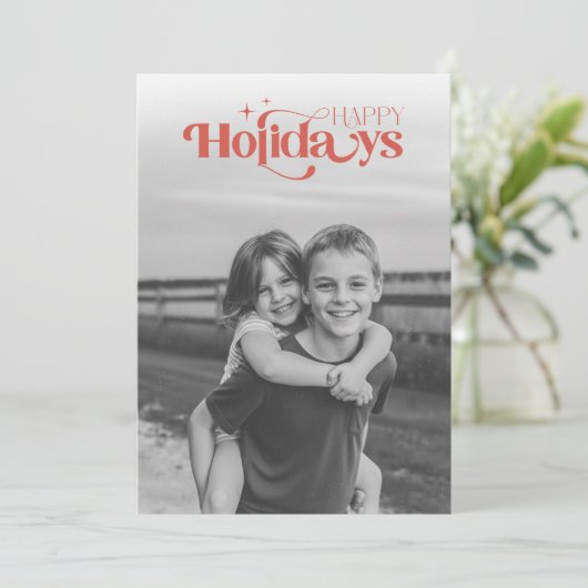 Minimalist Black and White Photo Retro Christmas Feestdagenkaart (Staand voorkant)