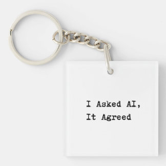 Minimalist Black and White Text Image met Typewri Sleutelhanger