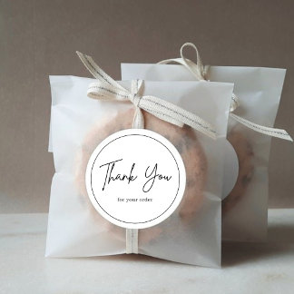 Minimalist Black and White Thank You Favor Ronde Sticker