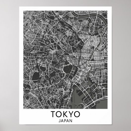 Minimalist Black and White Tokyo Map Poster (Voorkant)