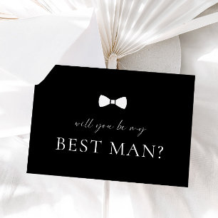 Minimalist Black Best Man Proposal Kaart
