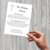 MINIMALIST Black Cross Wedding Details Christian Informatiekaartje