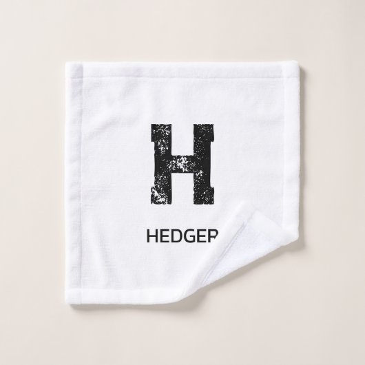 MINIMALIST BLACK ONE LETTER MONOGRAM NAME WHITE (Gant de toilette)