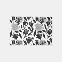 Minimalist Black Roses With Light Gray Stems 