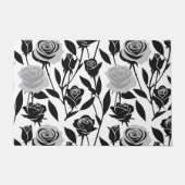 Minimalist Black Roses With Light Gray Stems  Deurmat (Voorkant)