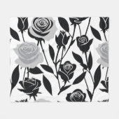 Minimalist Black Roses With Light Gray Stems  Fleece Deken (Voorkant (Horizontaal))