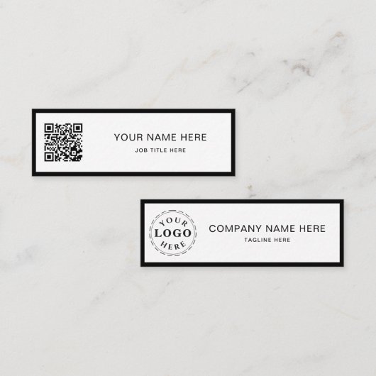 Minimalist Black Script QR White Calling Card Contactkaartje (Voorkant / Achterkant)