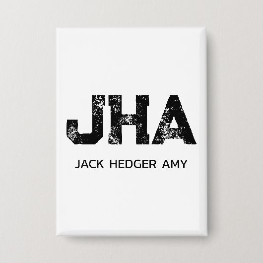 MINIMALIST BLACK THREE LETTER MONOGRAM NAME WHITE BUTTON (Voorkant)
