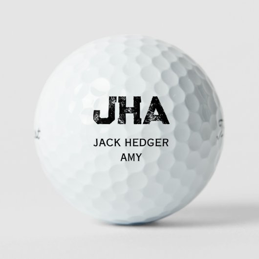 MINIMALIST BLACK THREE LETTER MONOGRAM NAME WHITE GOLFBALLEN (Voorkant)