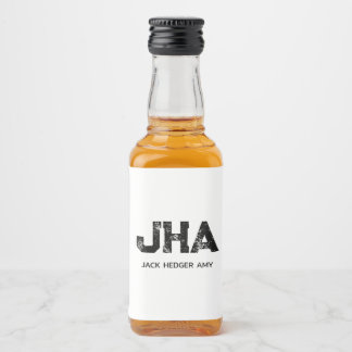 MINIMALIST BLACK THREE LETTER MONOGRAM NAME WHITE LIKEURFLES ETIKET