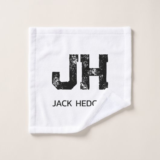 MINIMALIST BLACK TWO LETTER MONOGRAM NAME WHITE (Gant de toilette)