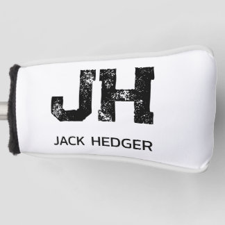 MINIMALIST BLACK TWO LETTER MONOGRAM NAME WHITE GOLFHEADCOVER