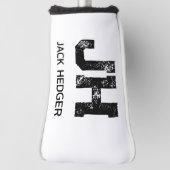 MINIMALIST BLACK TWO LETTER MONOGRAM NAME WHITE GOLFHEADCOVER (Draai 90)