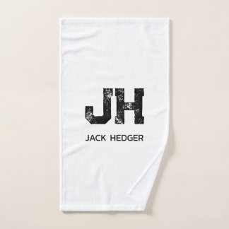 MINIMALIST BLACK TWO LETTER MONOGRAM NAME WHITE HANDDOEK