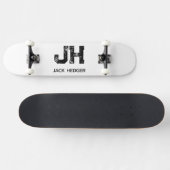 MINIMALIST BLACK TWO LETTER MONOGRAM NAME WHITE SKATEBOARD (Horizontaal)