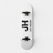 MINIMALIST BLACK TWO LETTER MONOGRAM NAME WHITE SKATEBOARD (Voorkant)