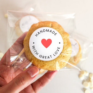 Minimalist Black Typography Handmade with Love Ronde Sticker