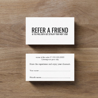 Minimalist Black White Bold Salon Aanbevelingskaartje