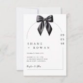 Minimalist Black & White Bow Wedding Invitation  (Devant)
