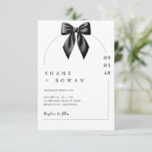Minimalist Black & White Bow Wedding Invitation  Kaart (Staand voorkant)