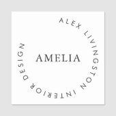 Minimalist Black White Circle Monogram Chic Logo Naamplaatje (Voorkant)