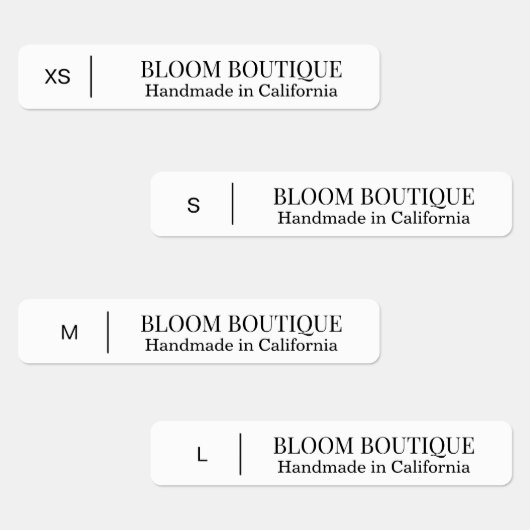 Minimalist Black White Clothing Size Labels (Groep)