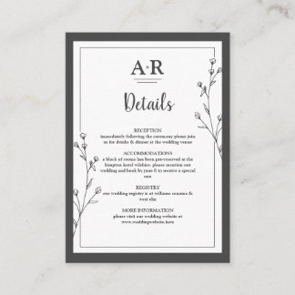 Minimalist Black & White Enclosure Card Informatiekaartje