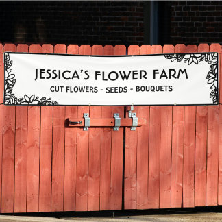 Minimalist Black & White Floral Border Business Spandoek