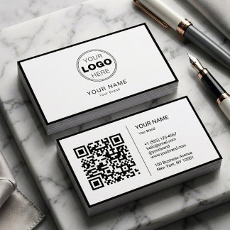 Minimalist Black White Modern QR Code Logo Visitekaartje