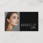 Minimalist Black White Photo Makeup Business Card Visitekaartje (Voorkant)