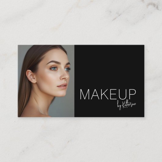 Minimalist Black White Photo Makeup Business Card Visitekaartje (Voorkant)