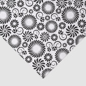 Minimalist Black White Retro Spiral Flower Pattern Tissuepapier (Detail)