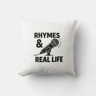 Minimalist Black & White "RHYPES & REAL Life" Micr Kussen
