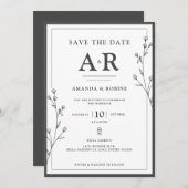 Minimalist Black & White  Save The Date (Voorkant / Achterkant)