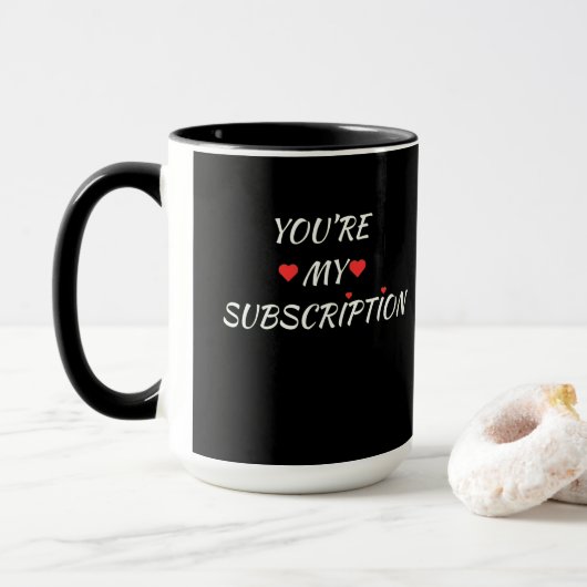 Minimalist Black & White Valentin's Mug (Avec donut)