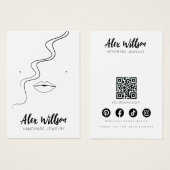 Minimalist Black White Wavy Hair Jewelry Display (Devant & derrière)