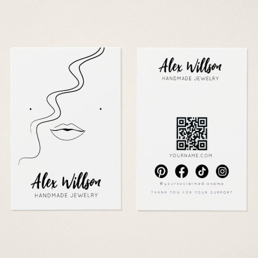 Minimalist Black White Wavy Hair Jewelry Display (Devant & derrière)