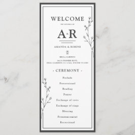 Minimalist Black & White Wedding Programma