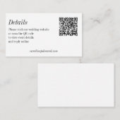 Minimalist Black White Wedding QR Code Details Informatiekaartje (Voorkant / Achterkant)