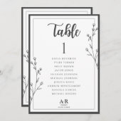 Minimalist Black & White Wedding Seating Plan Card (Voorkant / Achterkant)