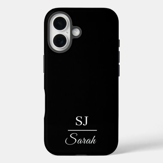 Minimalist Black with Name and Initial  Case-Mate iPhone Case (Achterkant)