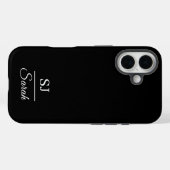 Minimalist Black with Name and Initial  Case-Mate iPhone Case (Achterkant (horizontaal))